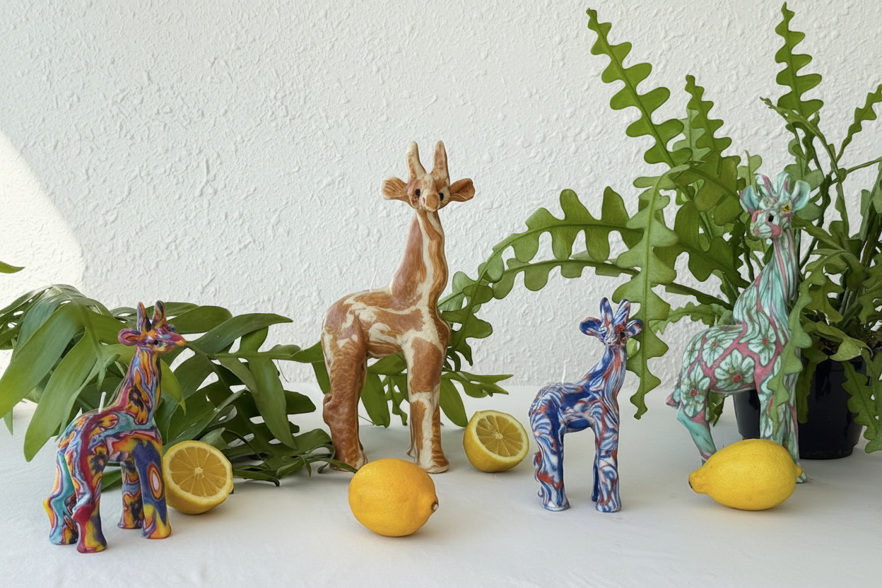 Velas de colores con forma de girafa